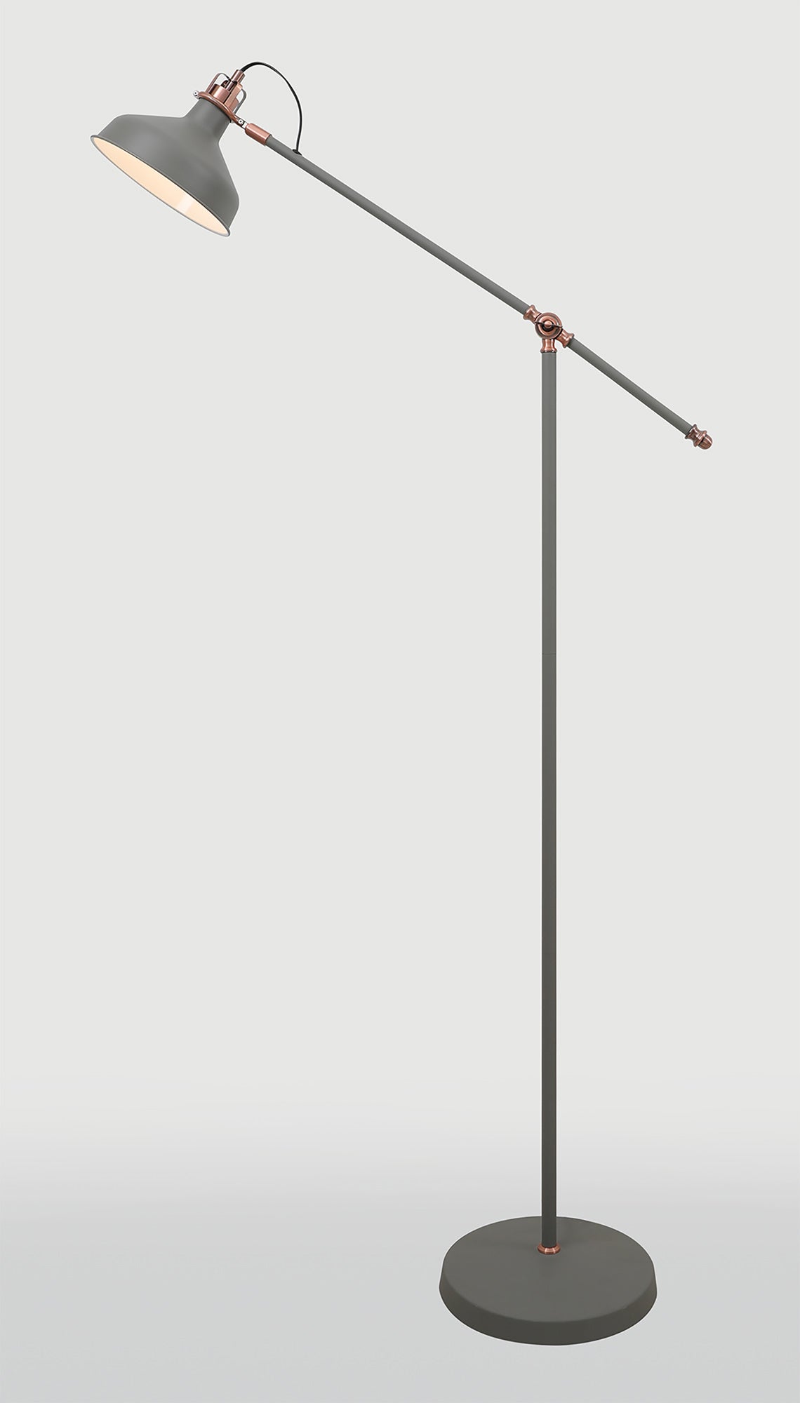 Banker Adjustable Floor Lamp, 1 x E27, Sand Grey/Copper/White