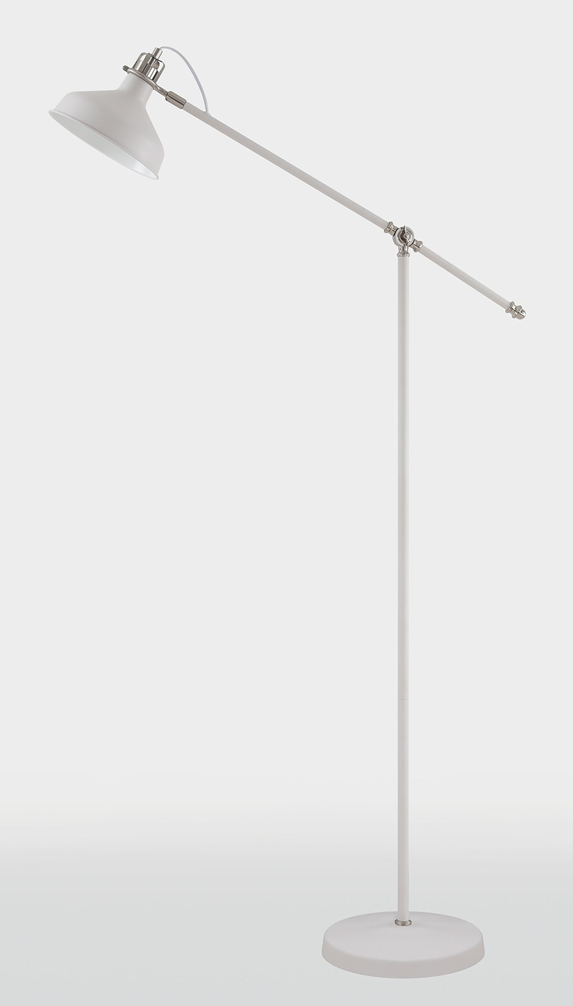 Banker Adjustable Floor Lamp, 1 x E27, Sand White/Satin Nickel/White