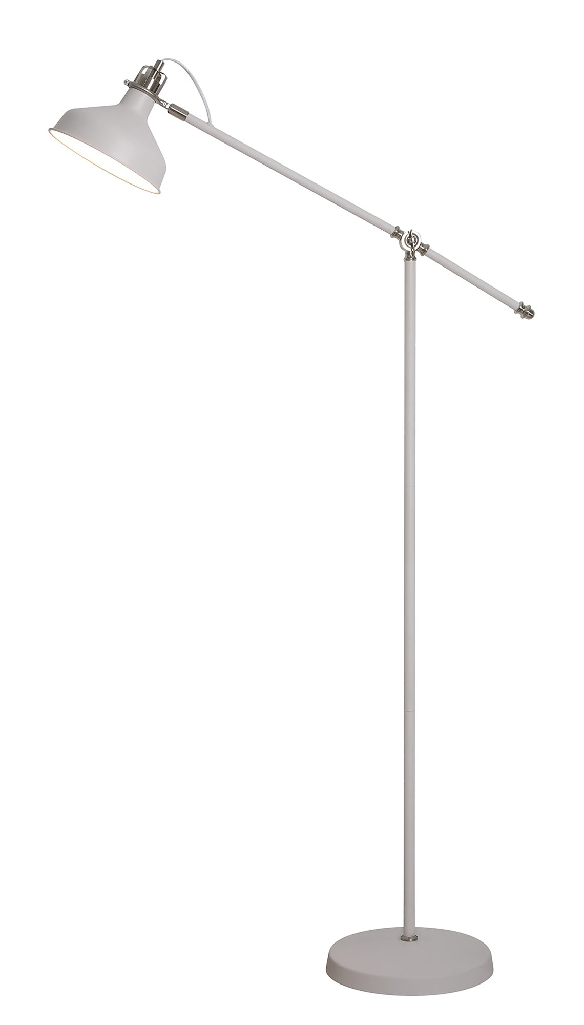 Banker Adjustable Floor Lamp, 1 x E27, Sand White/Satin Nickel/White