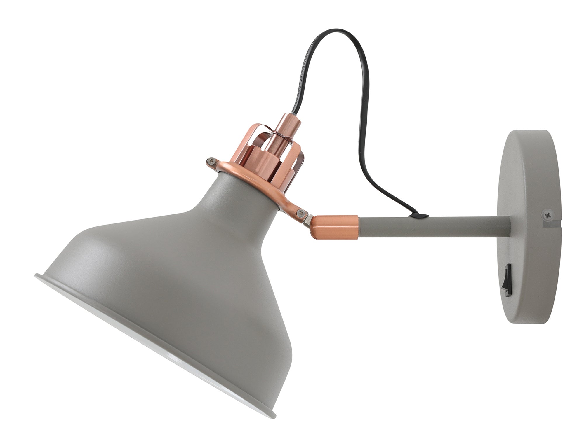 Banker Adjustable Wall Lamp Switched, 1 x E27, Sand Grey/Copper/White