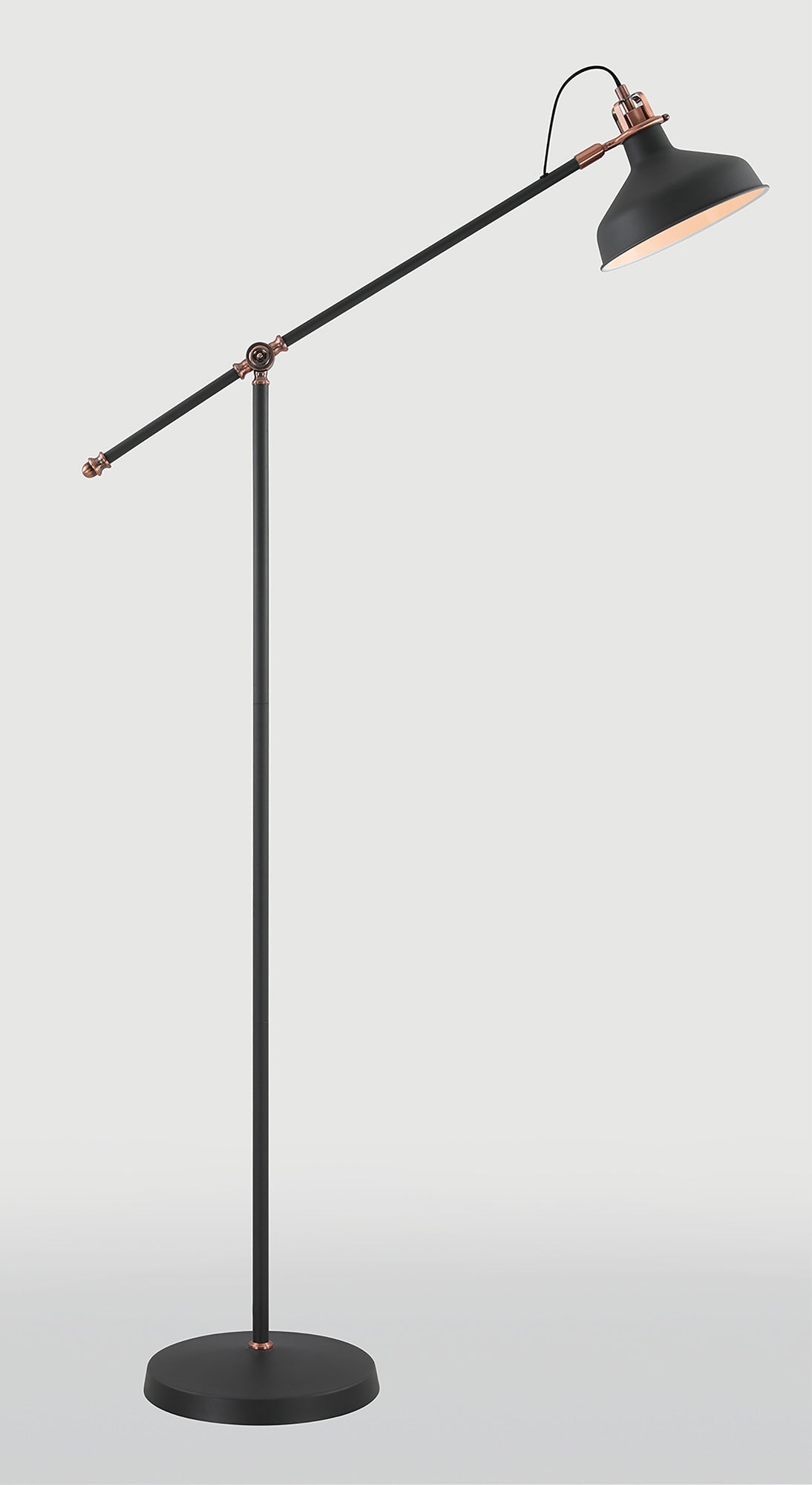 Banker Adjustable Floor Lamp, 1 x E27, Graphite/Copper/White