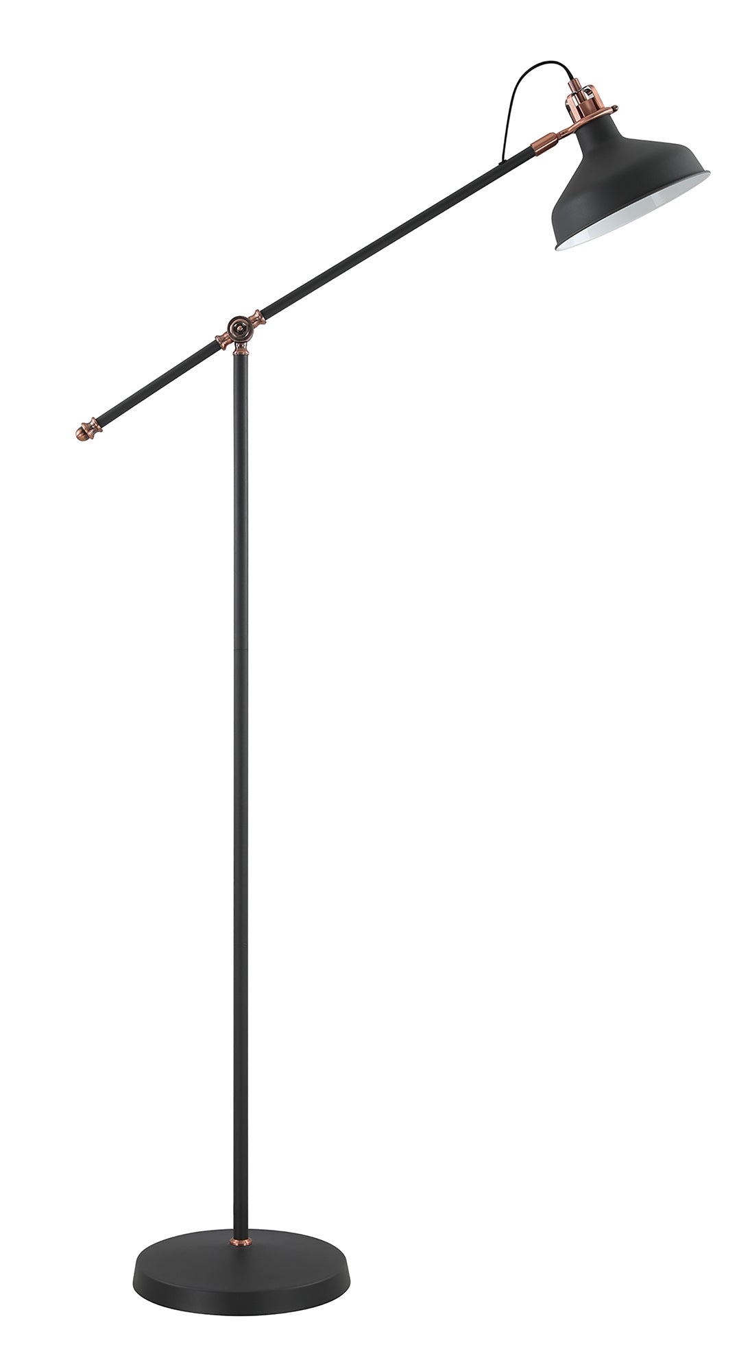 Banker Adjustable Floor Lamp, 1 x E27, Graphite/Copper/White LO177173