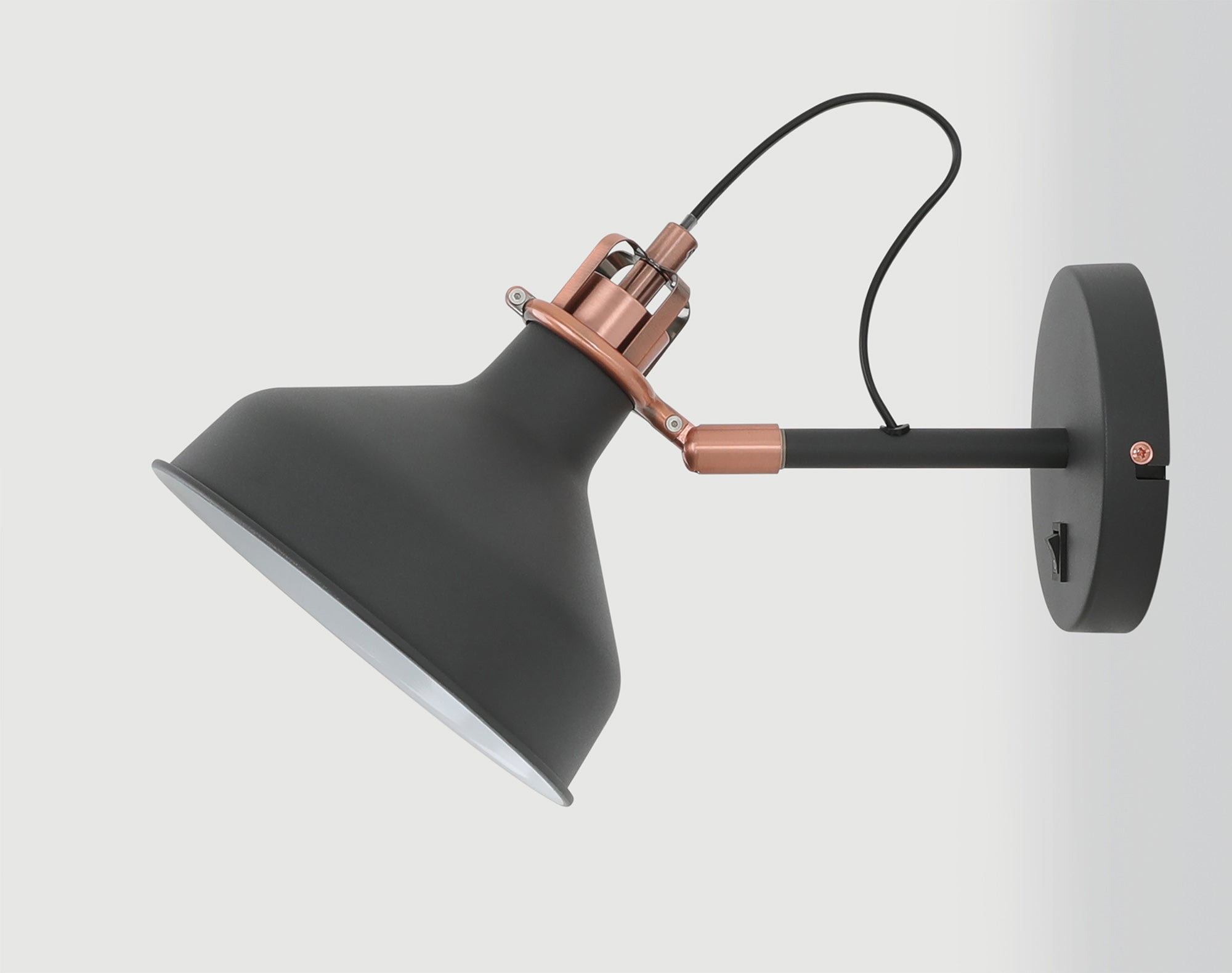 Banker Adjustable Wall Lamp Switched, 1 x E27, Graphite/Copper/White