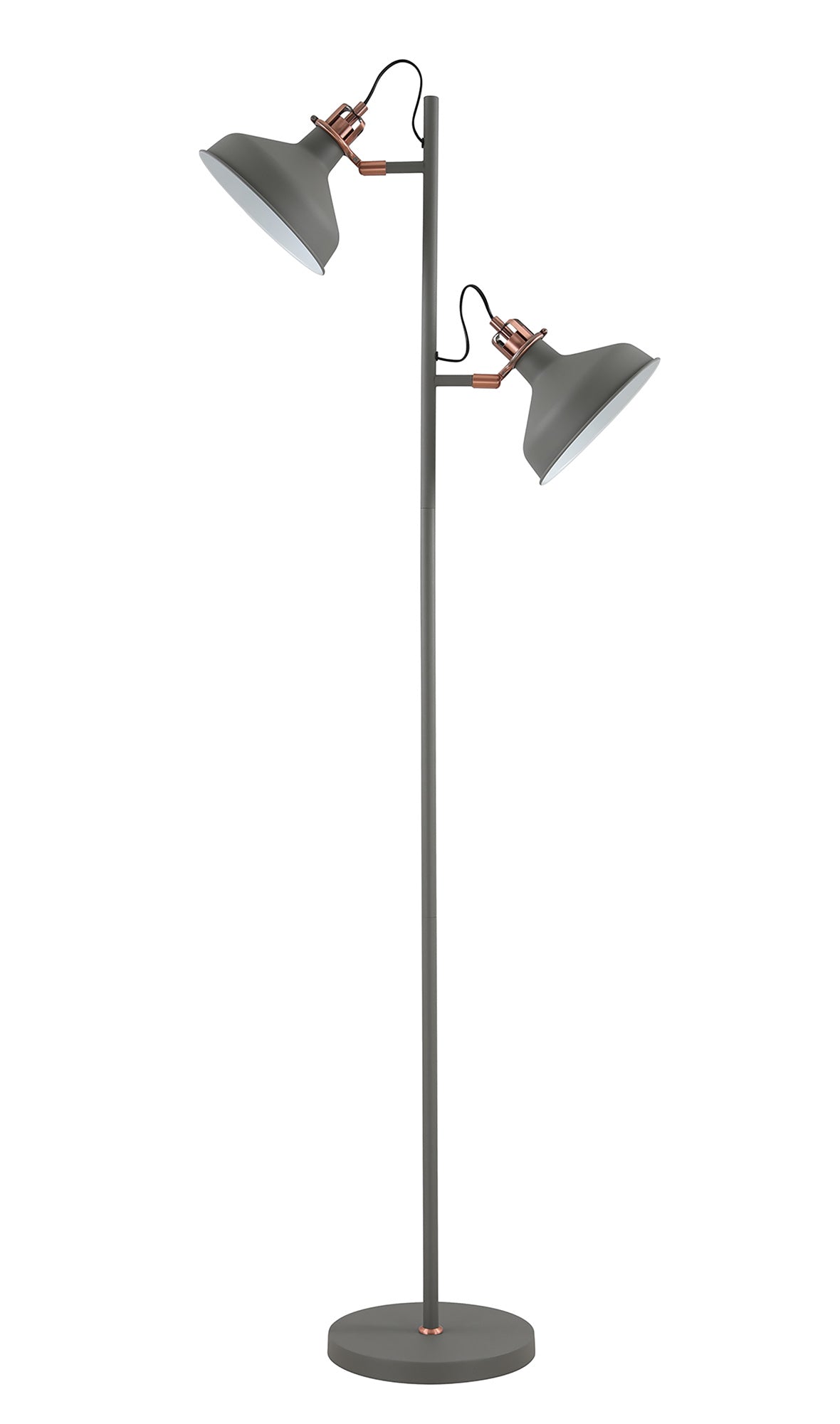 Banker Floor Lamp, 2 x E27, Sand Grey/Copper/White