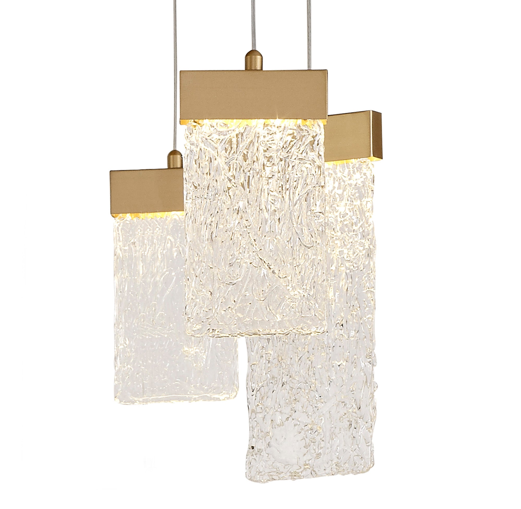 Barish Pendant Round 5 metre drop, 21 x 4.5W LED, 3000K, 3360lm, Painted Brushed Gold, 3yrs Warranty Item Weight: 34.2kg