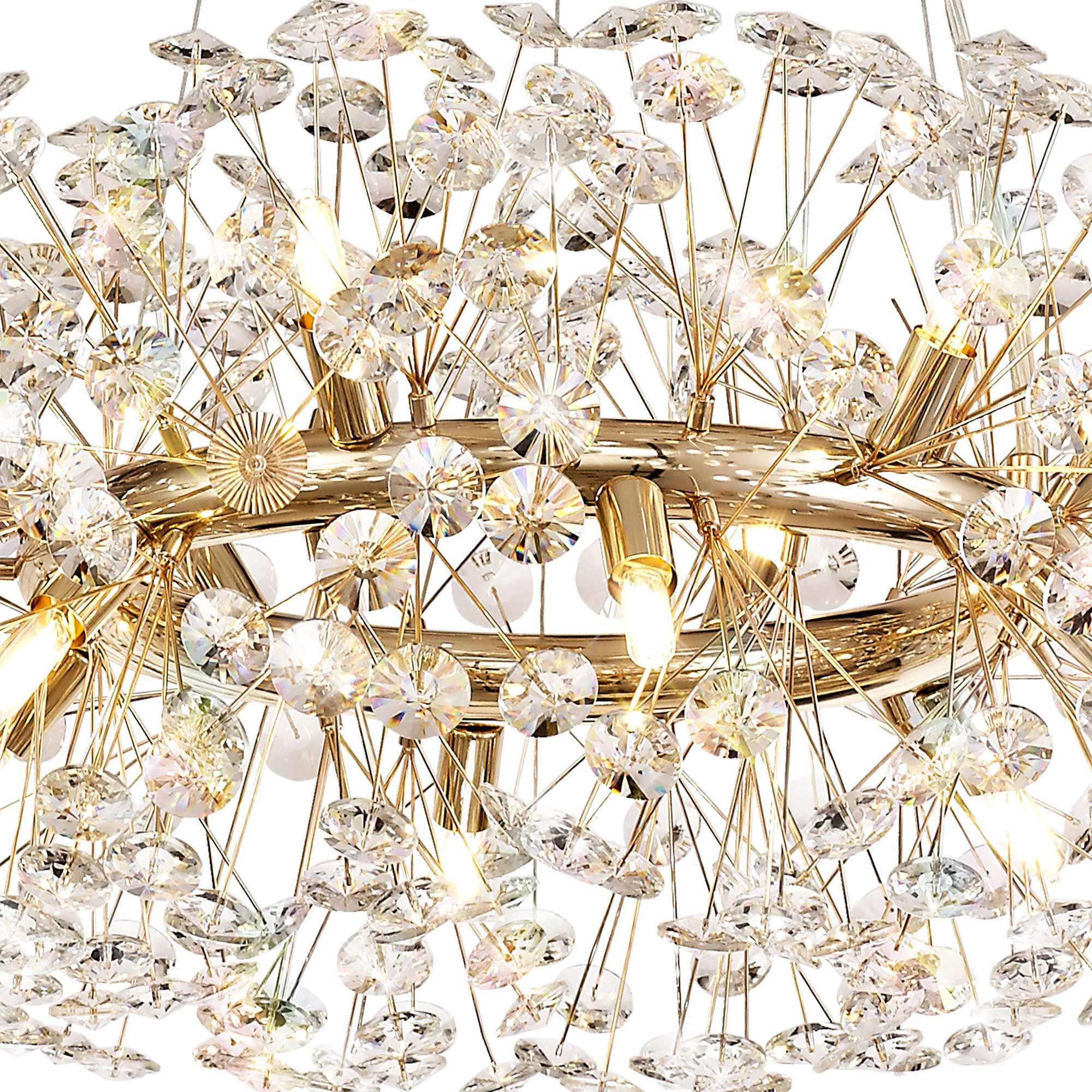 Chakkar Crystal Pendant Chandelier With 12 Lights - French Gold & Crystal