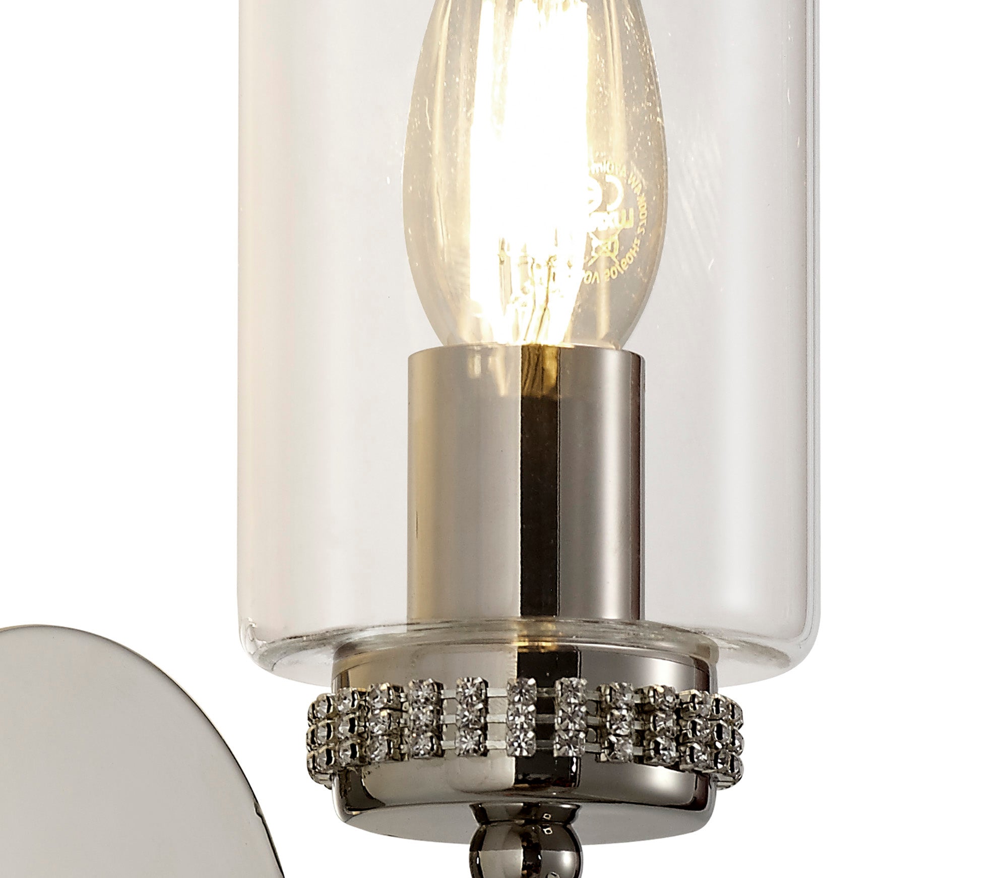Darlington Wall Lamp Switched, 1 x E14, Polished Nickel