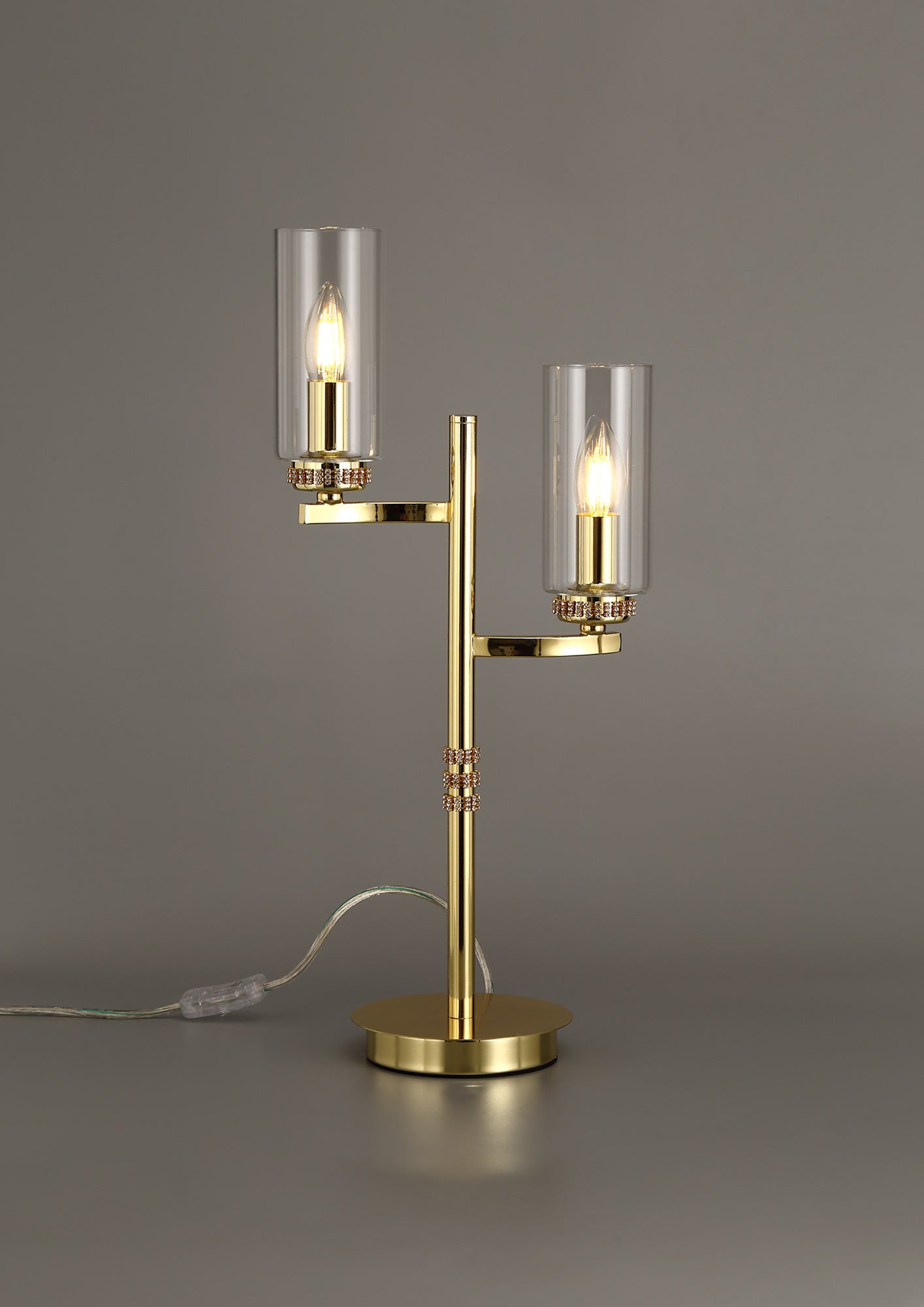 Darlington Table Lamp, 2 x E14, Polished Gold