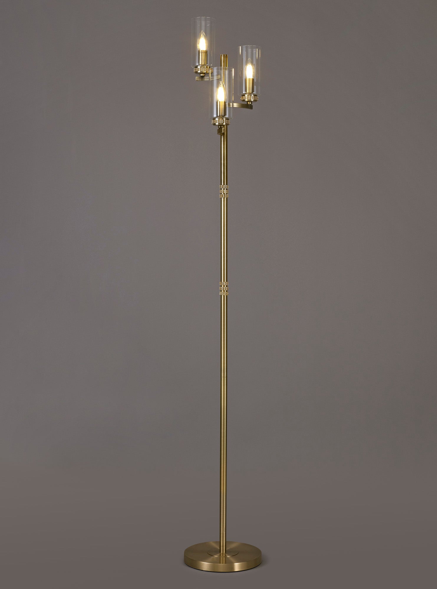 Darlington Floor Lamp, 3 x E14, Antique Brass