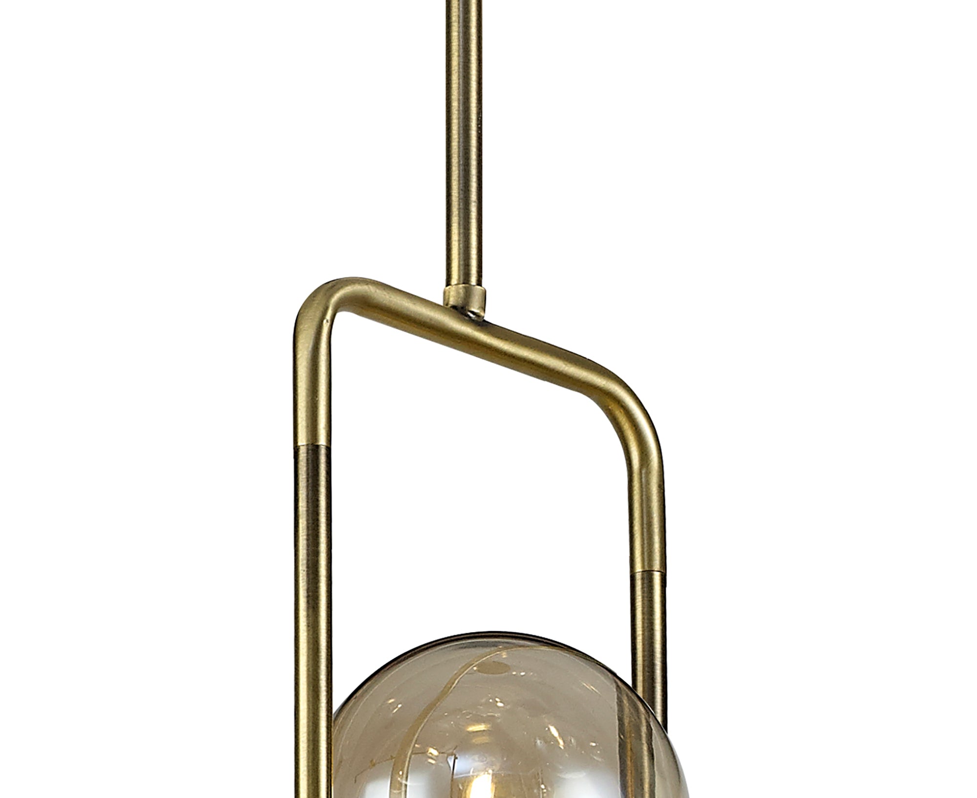 Denon Fixed Pendant, 12 Light G9, Matt Black/Antique Brass/Cognac Glass