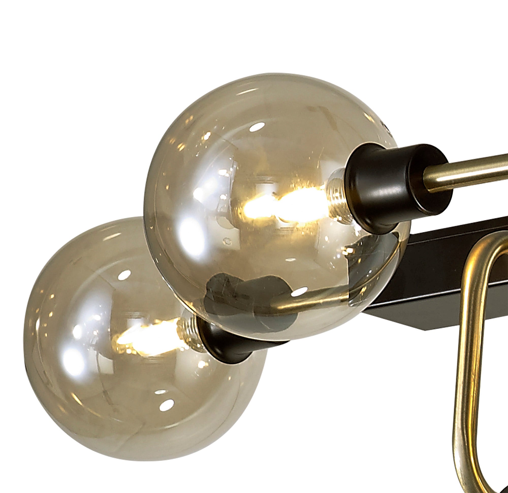Denon Fixed Pendant Ceiling, 10 Light G9, Matt Black/Antique Brass/Cognac Glass