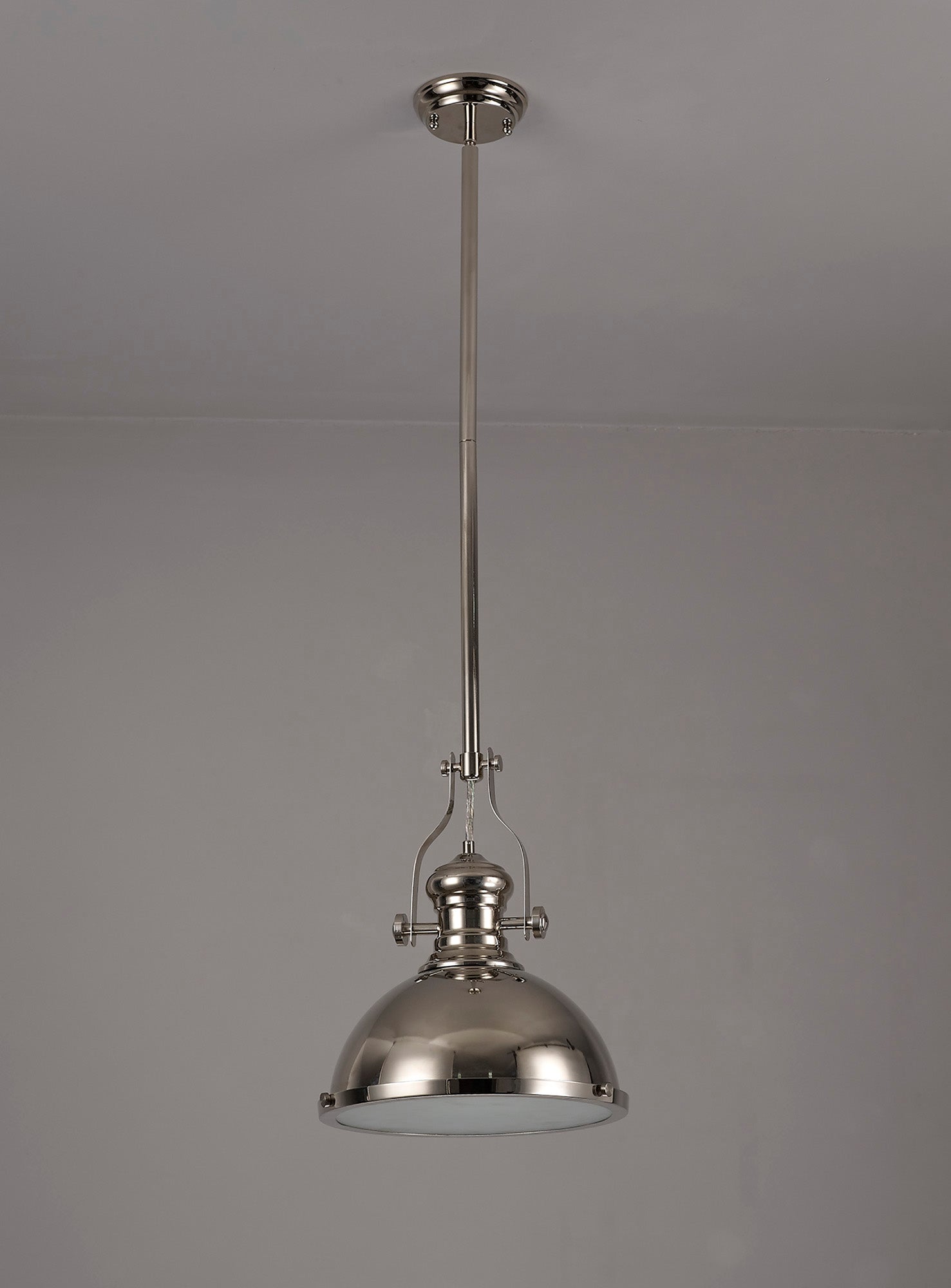 Docker Pendant, 1 x E27, Polished Nickel/Frosted Glass