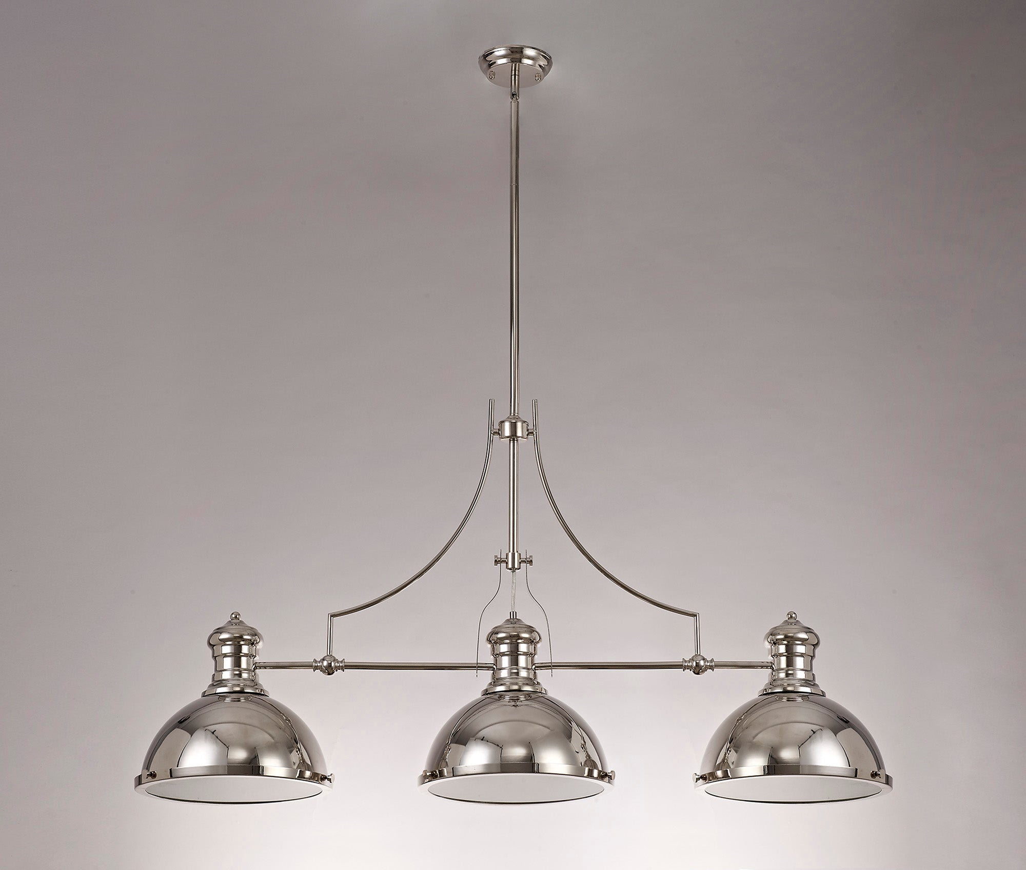 Docker Linear Pendant, 3 x E27, Polished Nickel/Frosted Glass