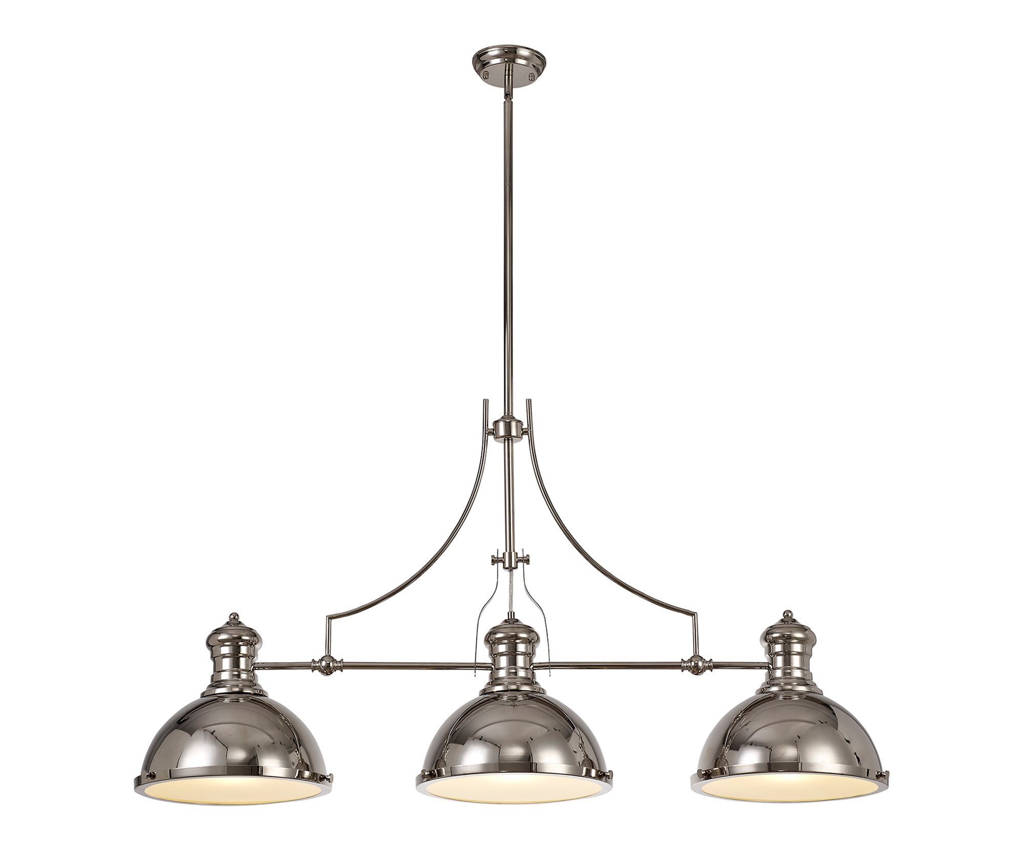 Docker Linear Pendant, 3 x E27, Polished Nickel/Frosted Glass