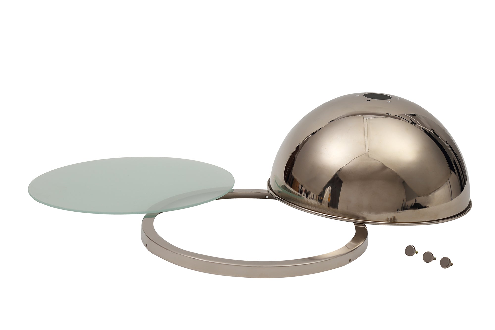 Docker Round 31cm Polished Nickel Metal Shade With Frosted Glass Diffuser And Trim