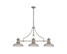 Docker 3 Light Linear Pendant E27 With 30cm Round Glass Shade, Polished Nickel, Clear