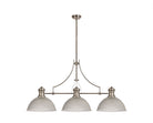 Docker 3 Light Linear Pendant E27 With 38cm Dome Glass Shade, Polished Nickel, Clear LOK103703