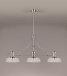 Docker 3 Light Linear Pendant E27 With 30cm Flat Round Glass Shade, Polished Nickel, Clear