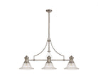 Docker 3 Light Linear Pendant E27 With 30cm Smooth Bell Glass Shade, Polished Nickel, Clear