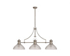 Docker 3 Light Linear Pendant E27 With 33.5cm Prismatic Glass Shade, Polished Nickel, Clear LOK103743