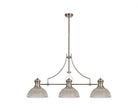 Docker 3 Light Linear Pendant E27 With 30cm Prismatic Glass Shade, Polished Nickel, Clear