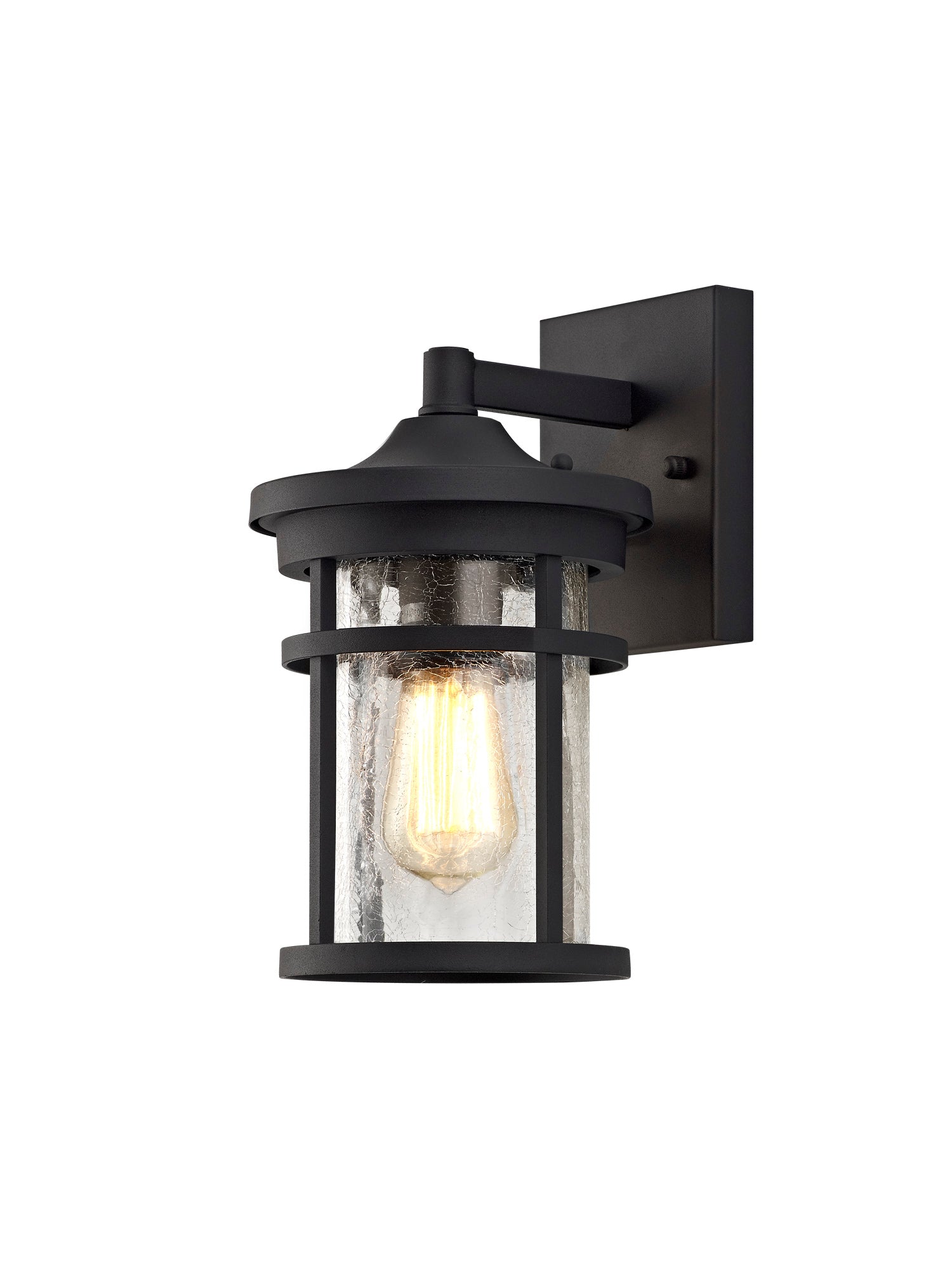 Elliot outdoor Wall Lamp, 1 x E27, Black/Clear Crackled Glass, IP54, 2yrs Warranty LO173183