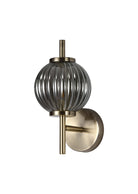 Farra Wall Lamp, 1 x G9, Antique Brass/Smoked Glass LO174433