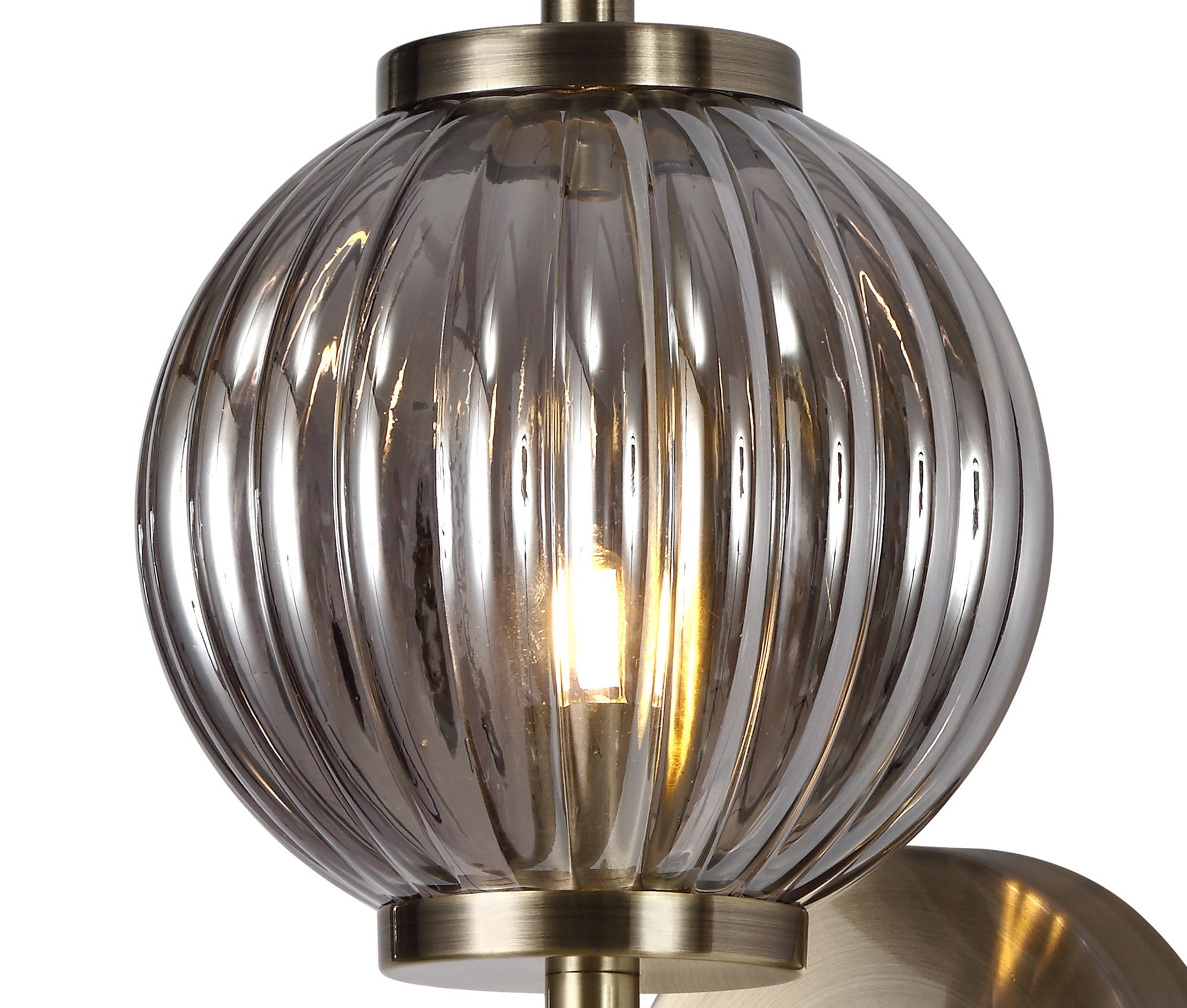 Farra Wall Lamp, 1 x G9, Antique Brass/Smoked Glass LO174433