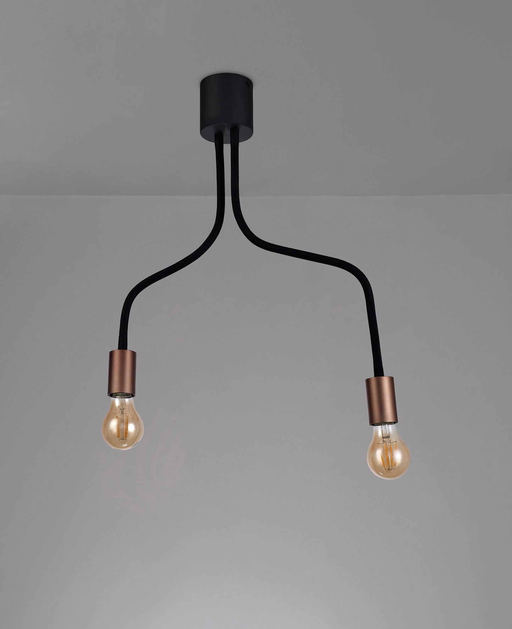 Lightologist Fini Flexible Ceiling 2 Light E27, Satin Black/Brushed Copper LO176443