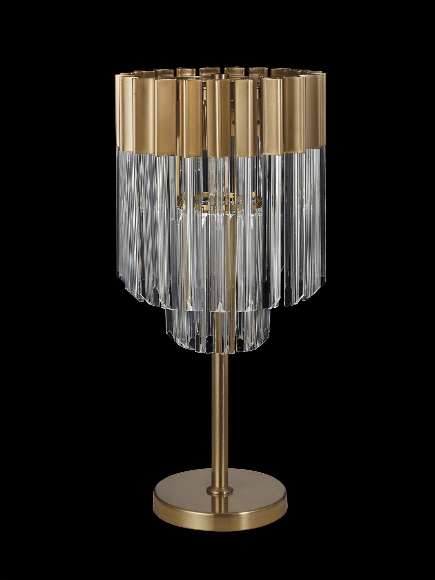 Knightsbridge Table Lamp 3 Light E14, Brass/Clear Glass - LO173523