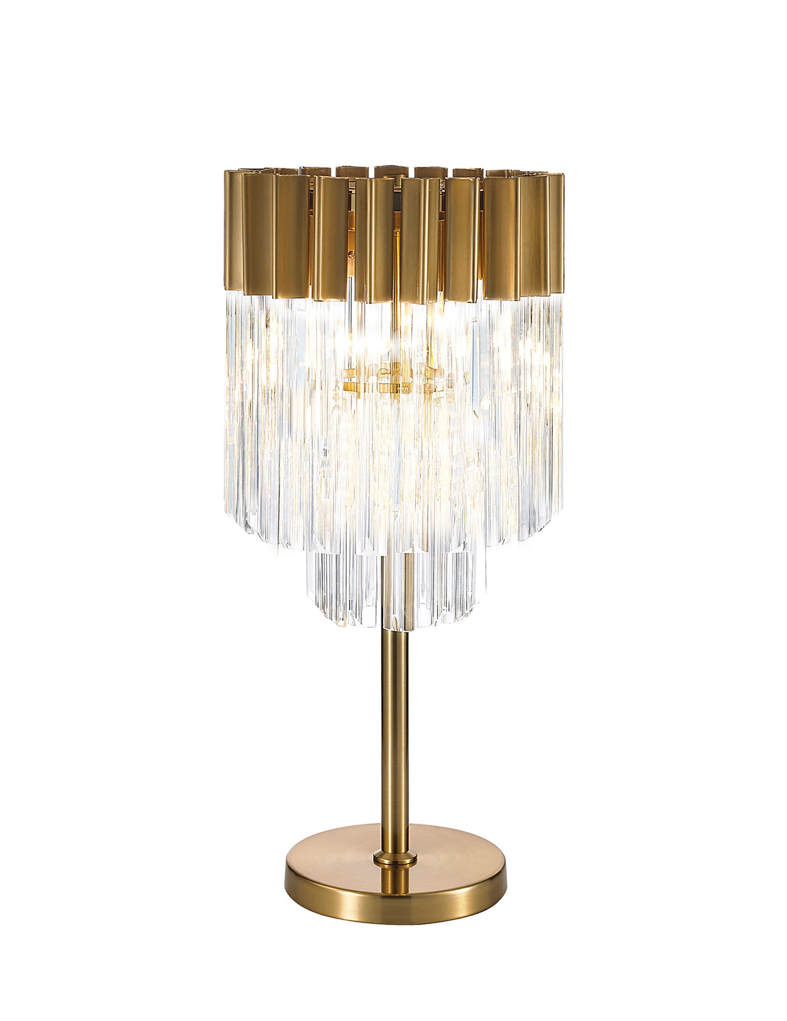 Knightsbridge Table Lamp 3 Light E14, Brass/Clear Glass - LO173523