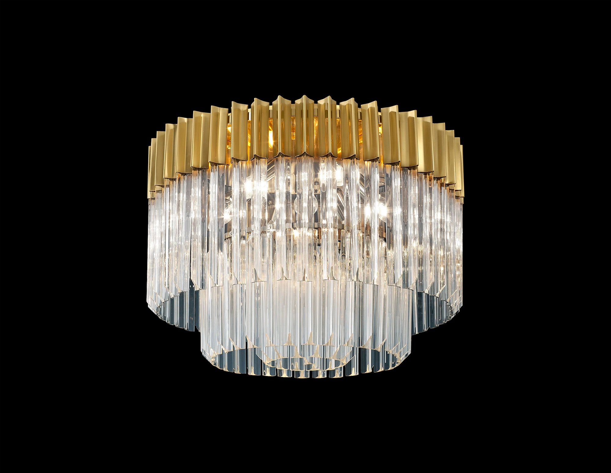 Knightsbridge Ceiling Round 7 Light E14, Brass/Clear Glass - LO182283. Item Weight: 15.3kg
