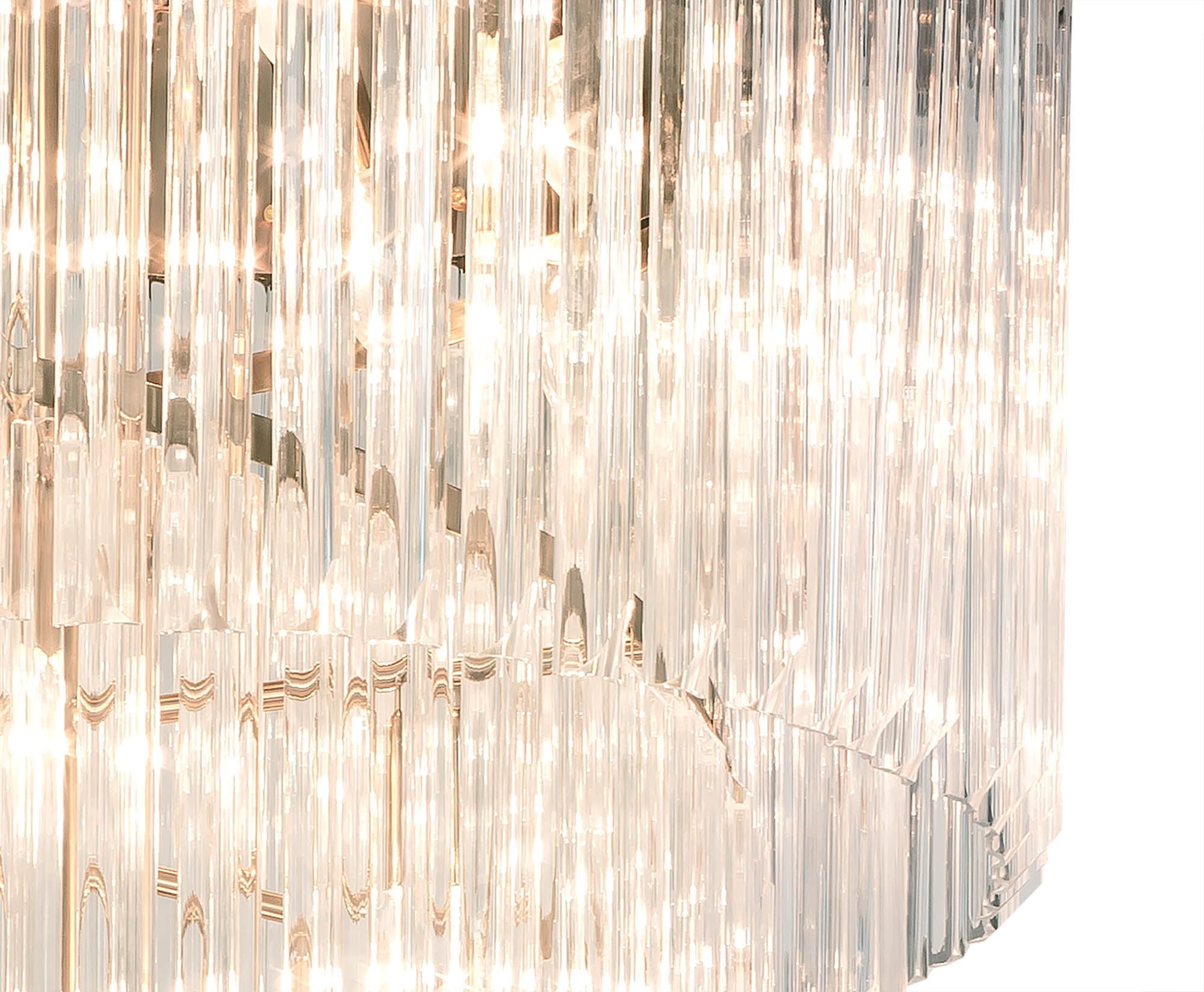 Knightsbridge Pendant Round 5 Tier 23 Light E14, Brass/Clear Glass - LO182313. Item Weight: 56.2kg