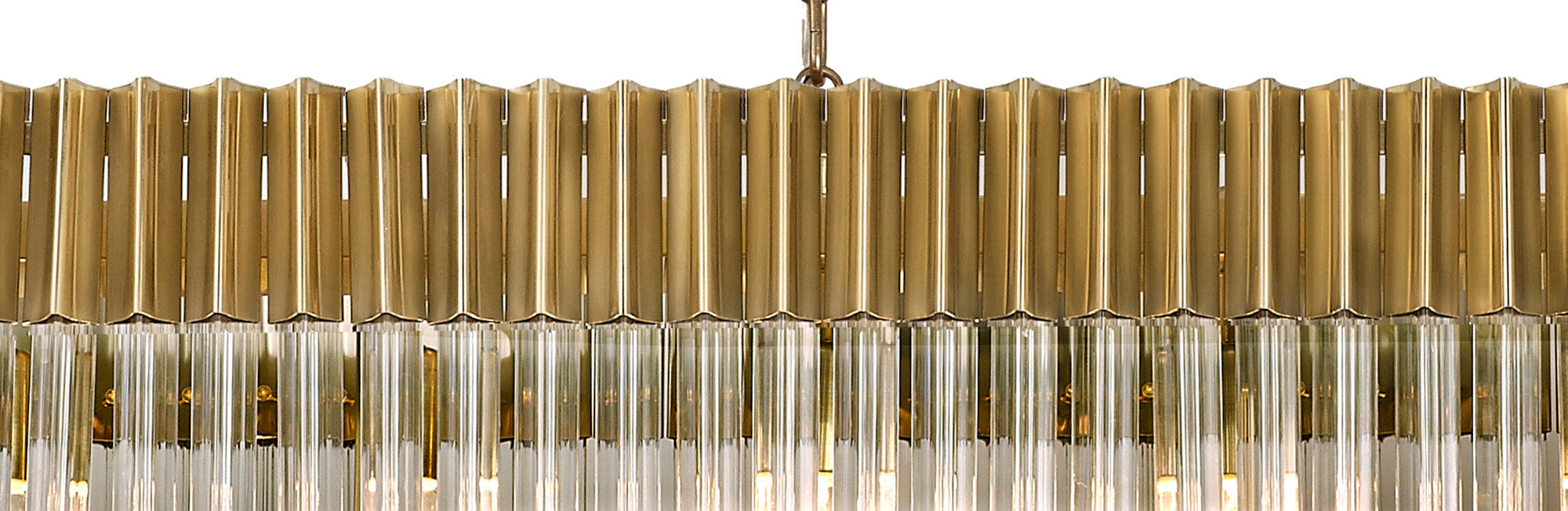Knightsbridge Pendant Rectangle 7 Light E14, Brass/Clear Glass - LO182343. Item Weight: 28kg