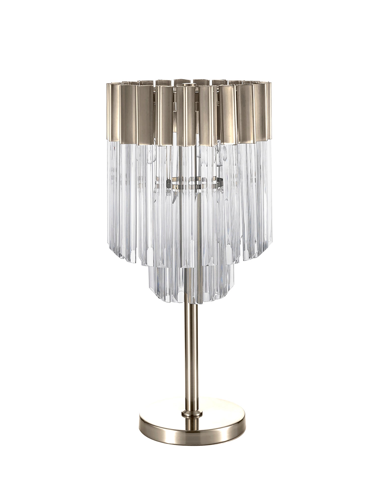 Knightsbridge Table Lamp 3 Light E14, Polished Nickel/Clear Glass - LO182383