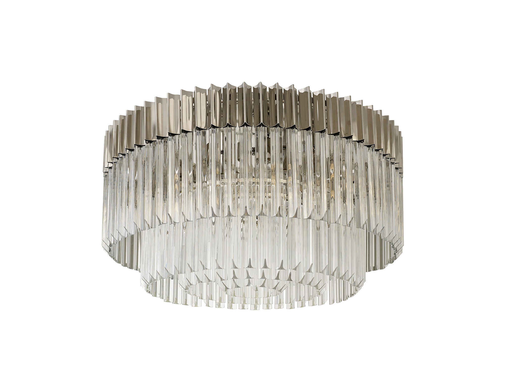 Knightsbridge Ceiling Round 12 Light E14, Polished Nickel/Clear Glass - LO182423.  Item Weight: 28.4kg