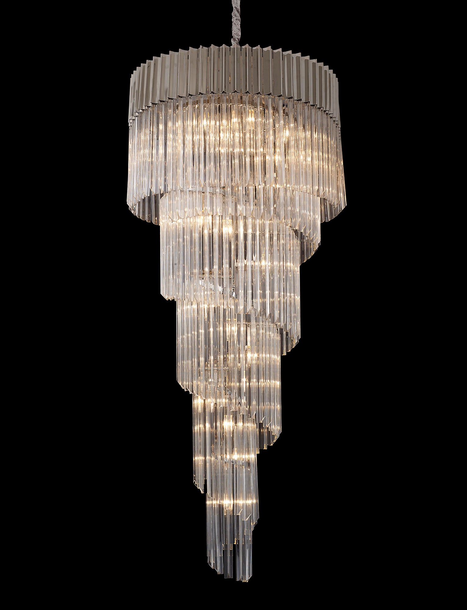 Knightsbridge Pendant Round 5 Tier 23 Light E14, Polished Nickel/Clear Glass - LO182433.Item Weight: 56.2kg