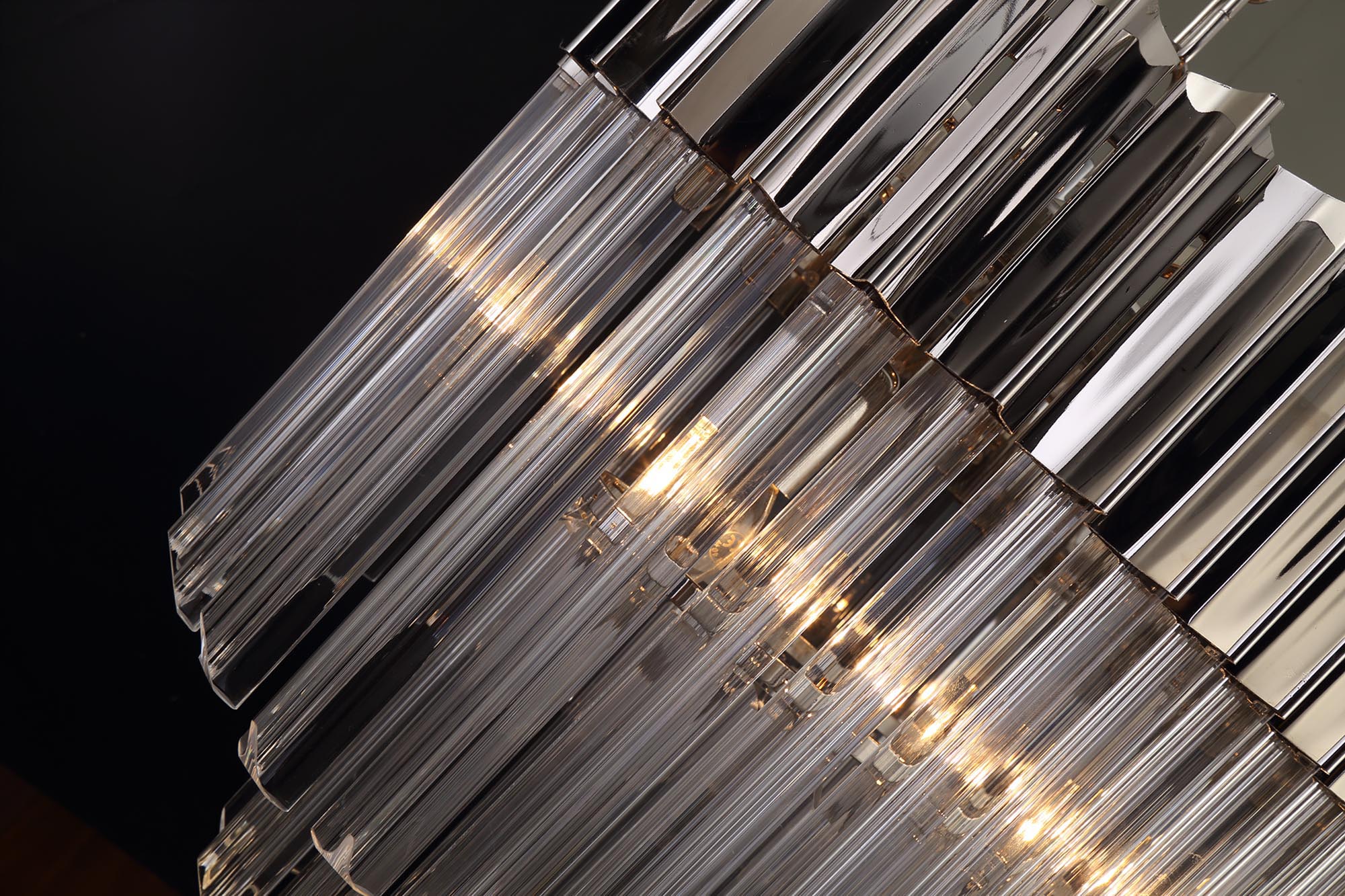 Knightsbridge Pendant Rectangle 5 Light E14, Polished Nickel/Clear Glass - LO182453. Item Weight: 21.2kg