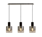 Lois Linear 3 Light Black & Chrome Smoked Glass Adjustable Pendant LO175903