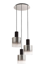 Lois Round 3 Light Black & Chrome Smoked Glass Pendant - LO175913