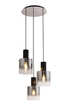 Lois Round 3 Light Black & Chrome Smoked Glass Pendant - LO175913