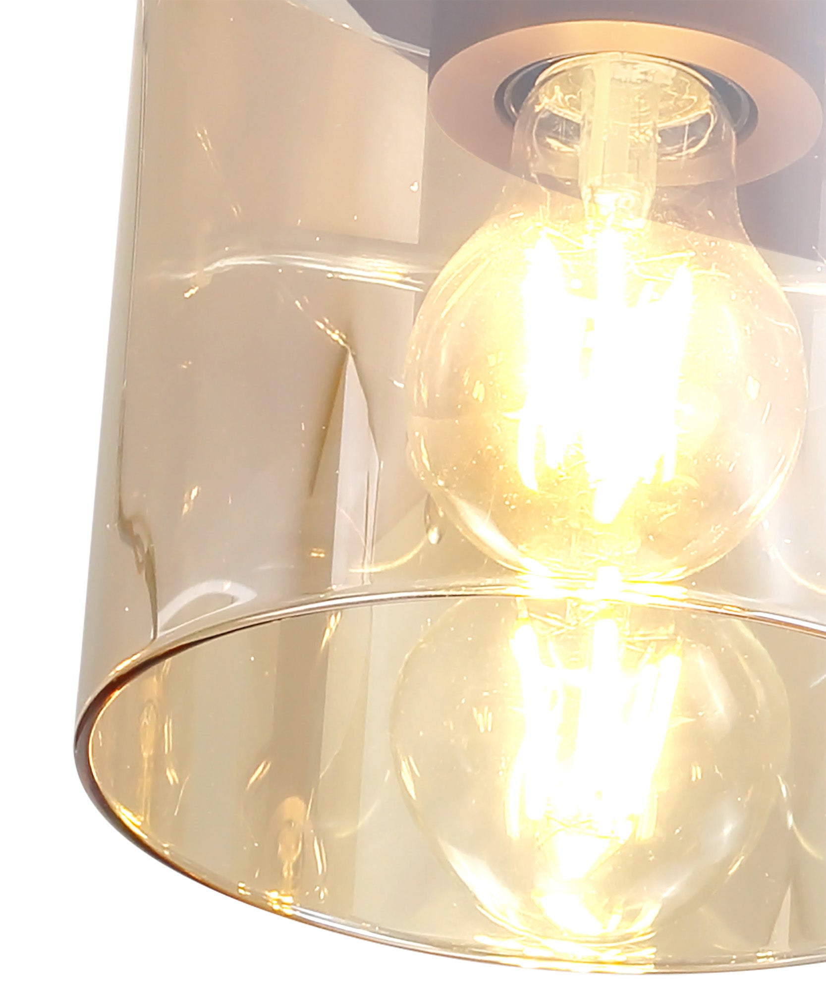 Lois 3 Light Mocha & Amber Glass Round Ceiling Flush Fitting LO182653