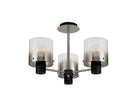 Lois Semi Ceiling Light, 3 x E27, Black/Smoke Fade Glass LO184013