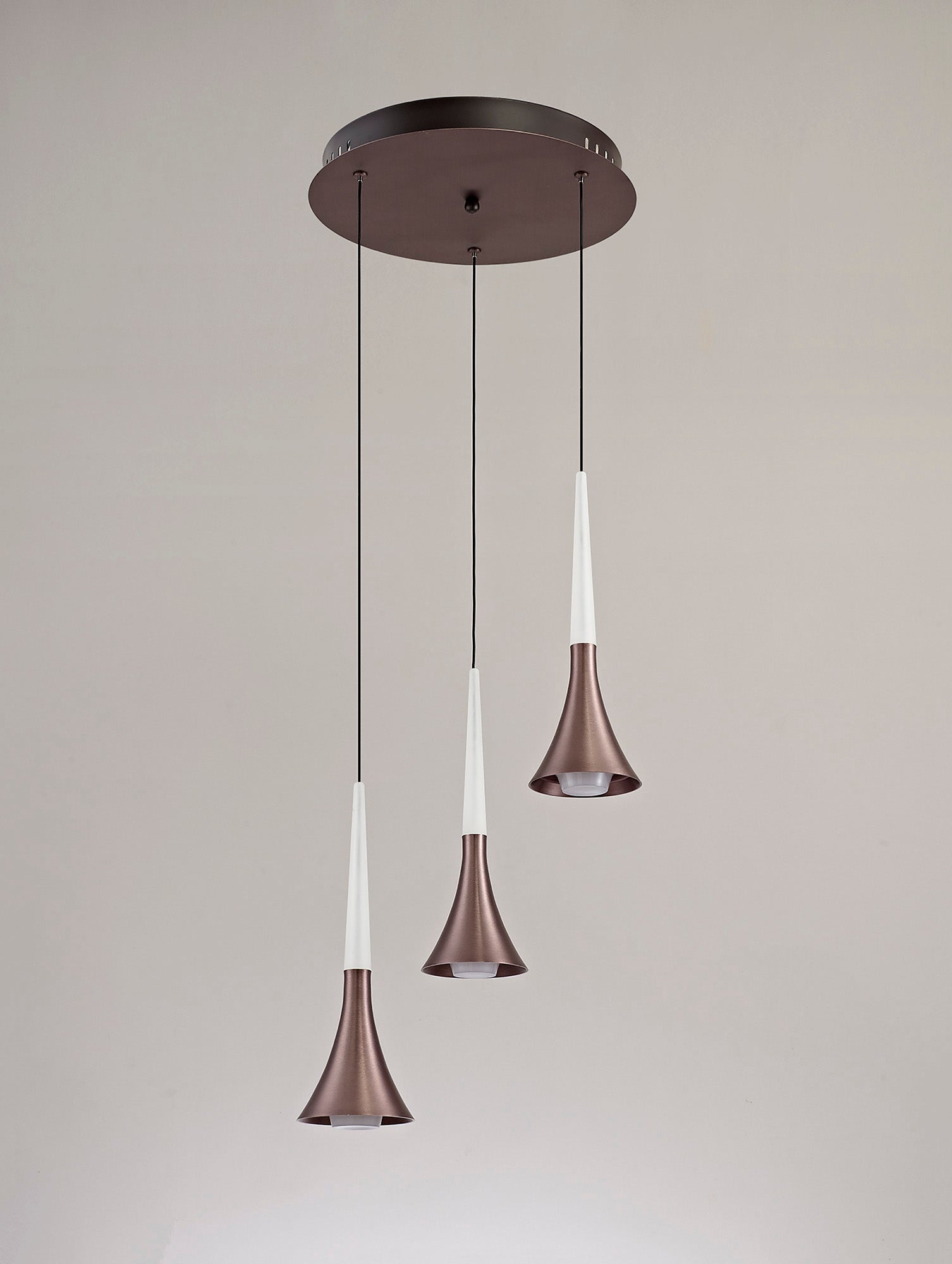 Lucile 3 Light Round Pendant, 3 x 5W LED, 3000K, 447lm, Satin Brown, 3yrs Warranty