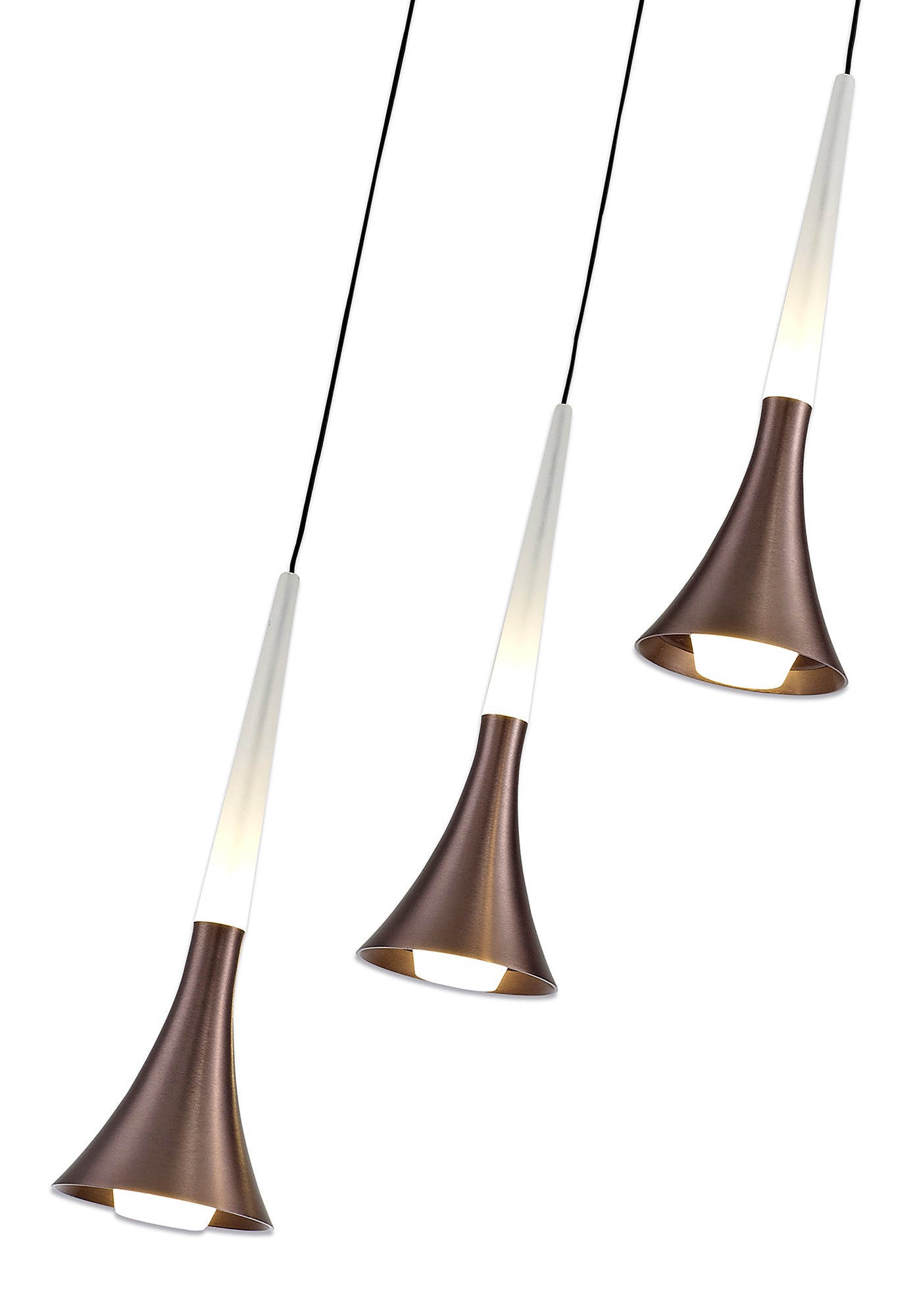 Lucile 3 Light Round Pendant, 3 x 5W LED, 3000K, 447lm, Satin Brown, 3yrs Warranty