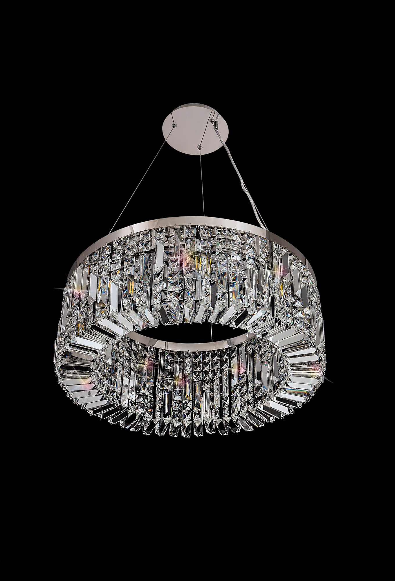 Mayfair 60cm Round Pendant Chandelier, 8 Light E14, Polished Chrome/Crystal LO178073