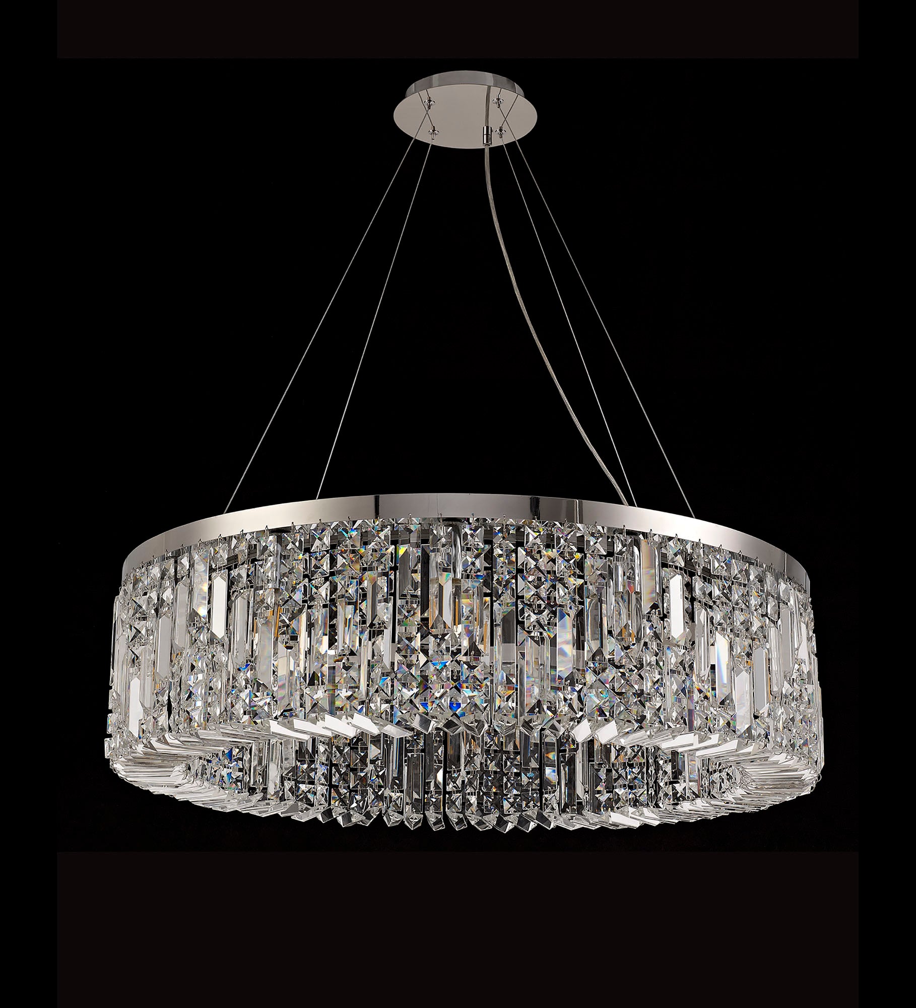 Mayfair 80cm Round Pendant Chandelier, 12 Light E14, Polished Chrome/Crystal Item Weight: 16.8kg - LO178083