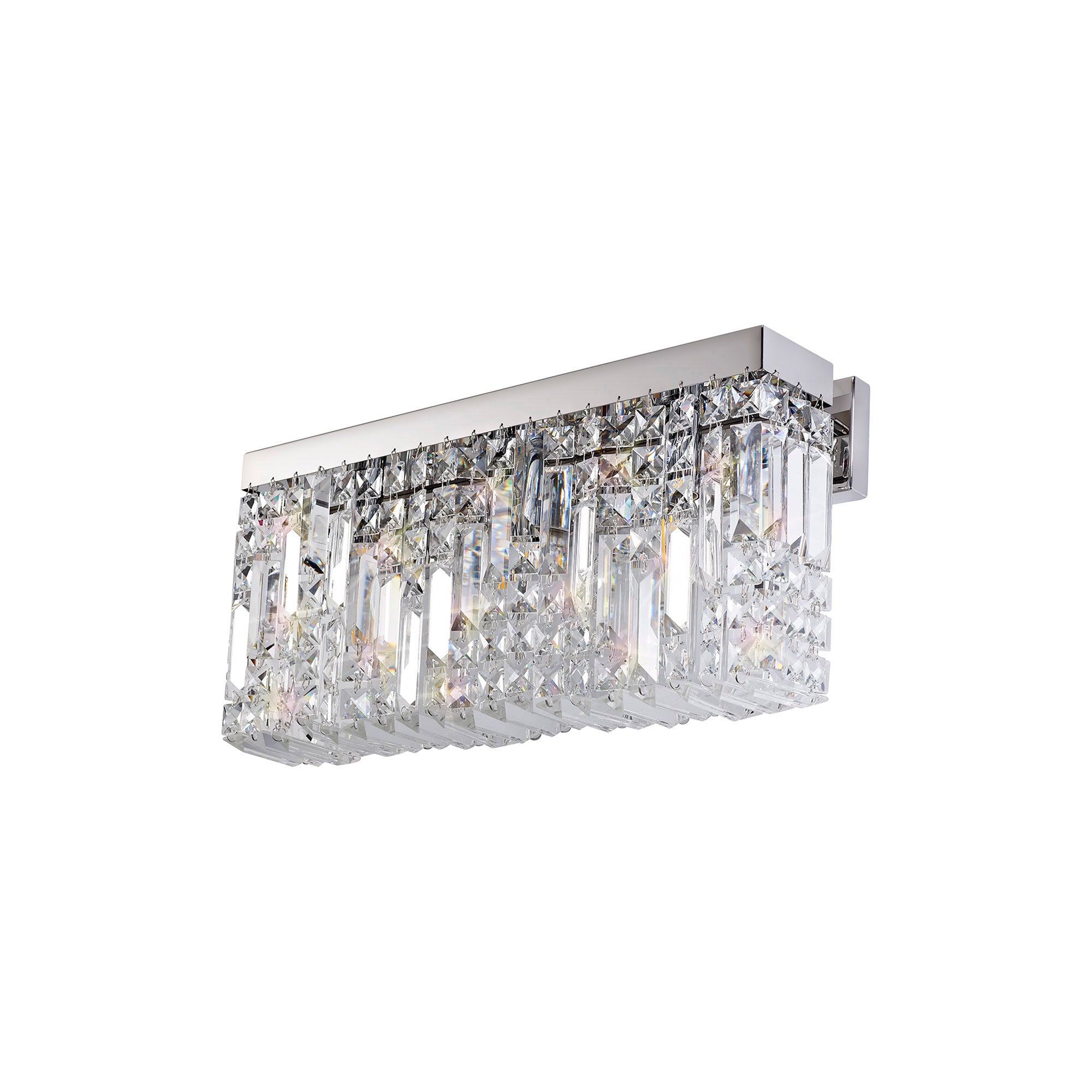 Mayfair 50x24cm Rectangular Large Wall Lamp, 3 Light E14, Polished Chrome/Crystal LO178123