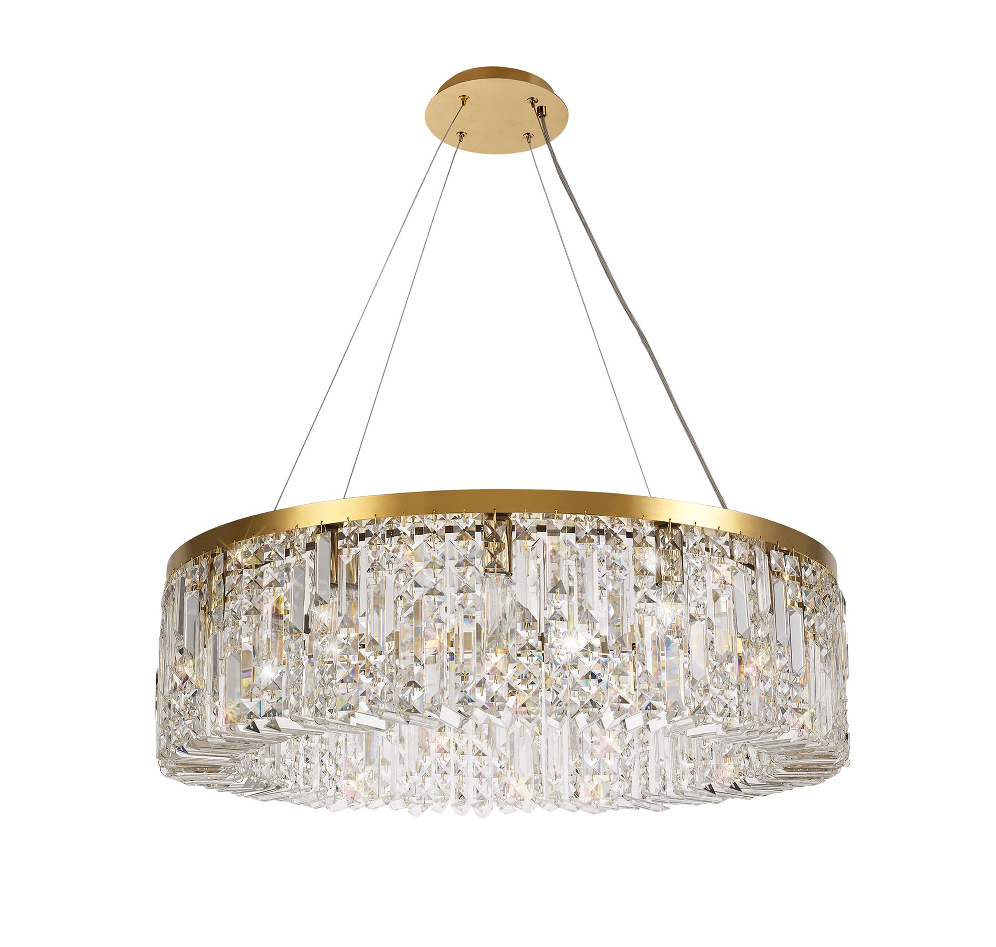 Mayfair 80cm Round Pendant Chandelier, 12 Light E14, Gold/Crystal Item Weight: 16.8kg - LO178173