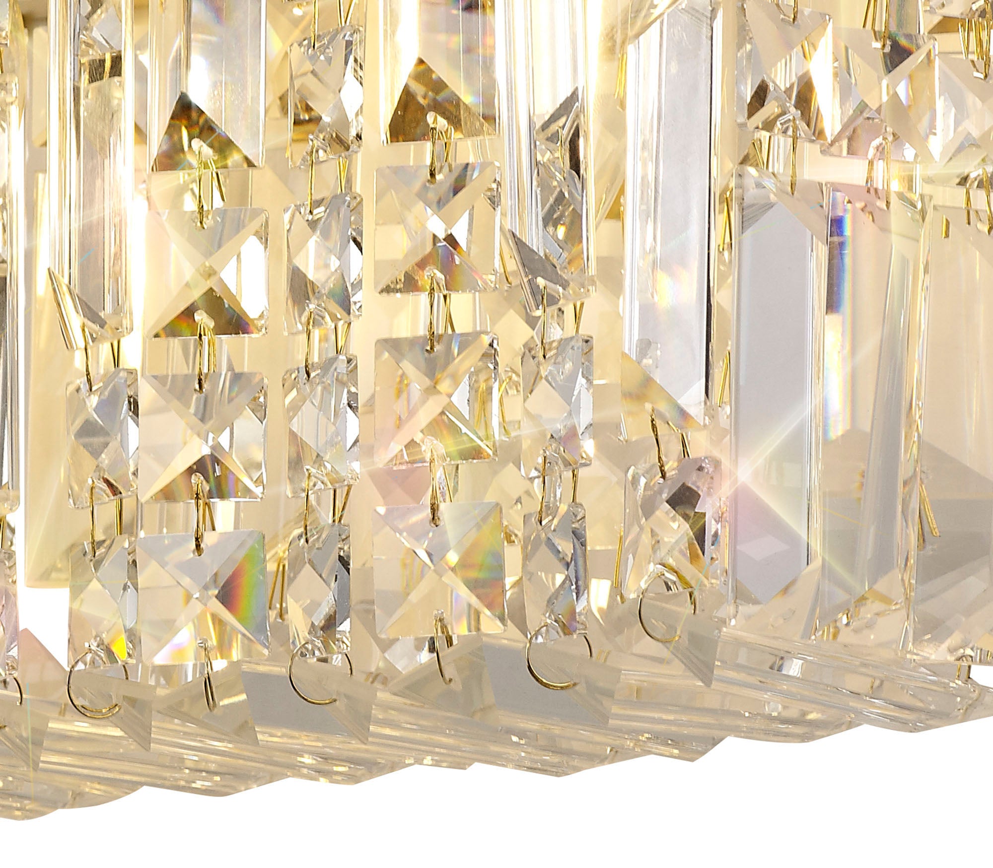 Mayfair 29x13cm Rectangular Small Wall Lamp, 2 Light E14, Gold/Crystal LO178203